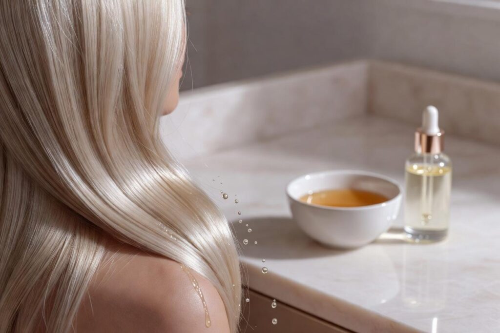 Platynowy blond - harmonogram tonowania odbudowy wiązań i ochrony przed kruszeniem
